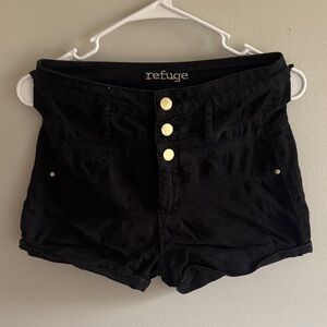 Refuge High Waist Black Women's Shorts 9